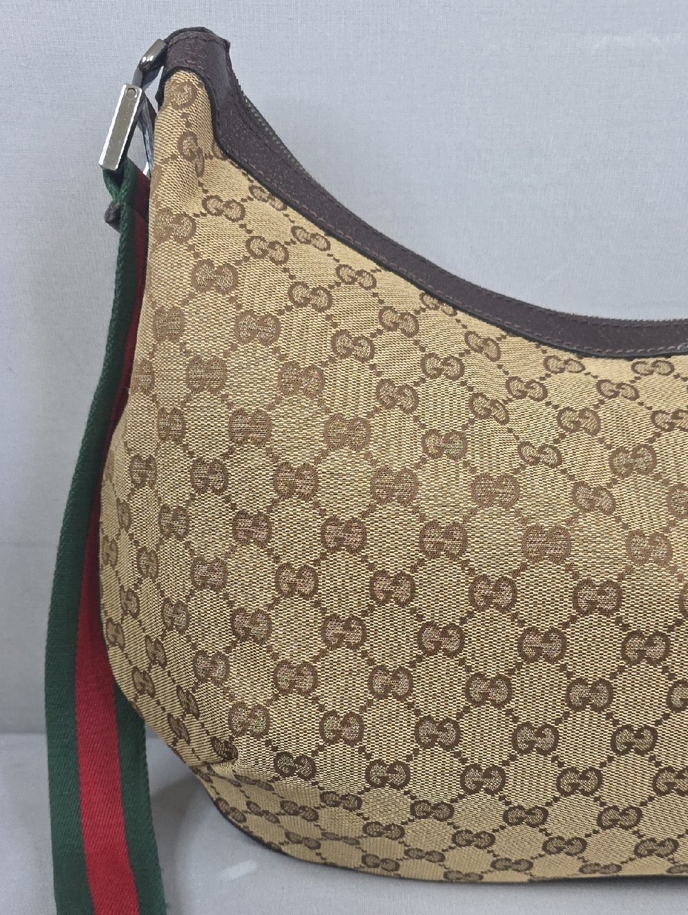 ✨️GUCCI GG Canvas Web Half Moon Crossbody Bag - Picture 6 of 16